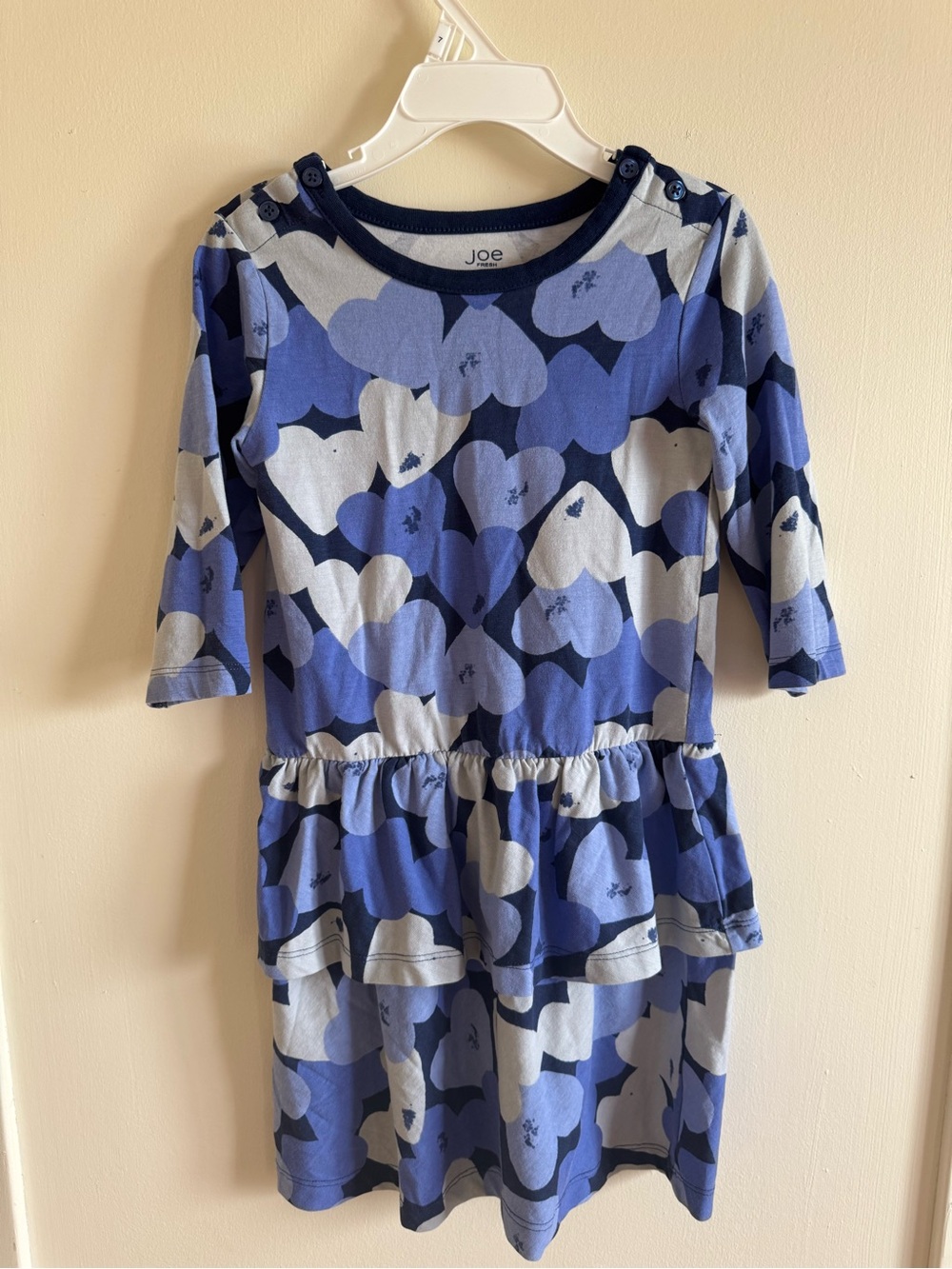 Joe Fresh Navy and Light Blue Heart Peplum Dress